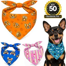 Kit Bandana Pet Banho e Tosa Lenço Cachorro Pet Shop Premium Atacado