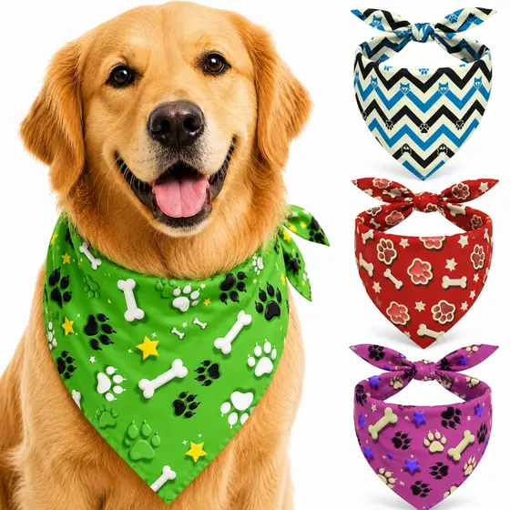 Kit 3 Bandanas Para Cachorro Pet Cães Tecido Macio Pequeno Médio Grande Lenço Pet
