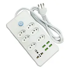 Extensão Elétrica 7 Tomadas Régua Bivolt C/ 4 Usb Cabo 2m
