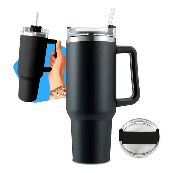 Copo Térmico Inox Com Alça Tampa Canudo 1200ml Caneca Grande