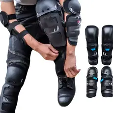 Kit Joelheiras Cotoveleiras Proteção Moto Confortável 4 Pçs Preto