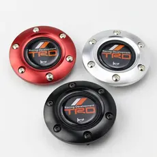 Universal Black TRD Para Toyota Racing Carro De Corrida Botão De Buzina De Volante + Borda De Alumínio Red/Silver /