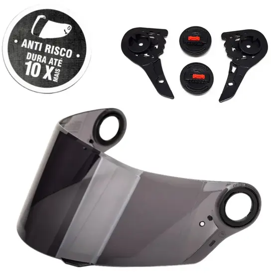 TSF | Viseira antirisco Fumê capacete LS2 FF358, FF396 + Reparo fixador lateral completo