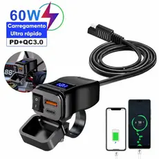 Carregador De Celular Para Moto Usb 3.0 Turbo Prova D'agua