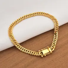 Pulseira Masculina Grumet Dupla Lacraia 5mm com Fecho Gaveta trava Banhada a ouro 18k