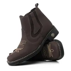 Botina Feminina Texana Country Bordada Cano Médio