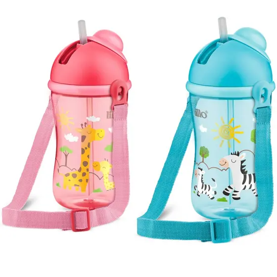 Copo Cantil Infantil Lillo Antivazamento Com Canudo 390 ml 1 a 3 Anos Silicone