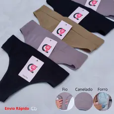 Kit Calcinha Canelada Fio Confortável com Cós Alto Modeladora Feminina