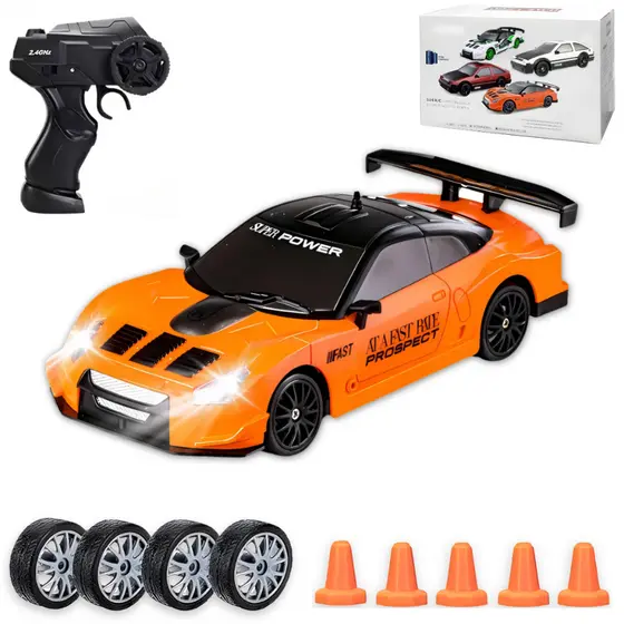 Carrinho Drift Controle Remoto Brinquedo Menino Farol Funcional Infantil + Acessórios Presente Natal
