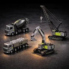 Brinquedo Veículos De Ferro Kit Construção Caminhão Trator Guindaste Infantil Carrinhos De Ferro