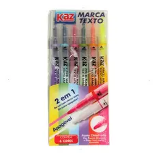 Caneta Marca Texto Apagavel Pro 6 Cores Kaz Grife Apague Marca Texto Kit Papelaria Material Escolar
