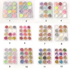 Kit 12 Glitter Pó Acrílico Lantejoula UV Para Decoração De Unhas/Arte/Pintura Colorido/Resinas