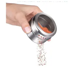 4/8 PÇS Porta Condimento Tempero Inox Magnético Imã Geladeira