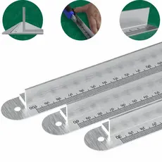 Kit 3 Réguas De Metal Com Proteção Para Dedos 30 60 e 100cm Aço Inoxidável