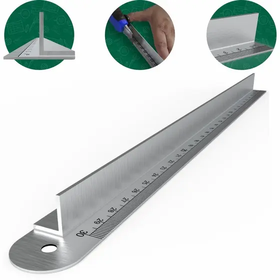 Régua de Metal Com Proteção Para Dedos 30cm Aço Inoxidável