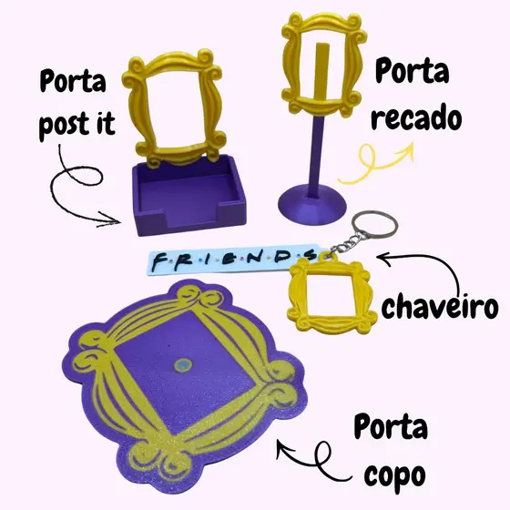 Kit exclusivo fãs de Friends - Organizador  - Porta foto - recado - Post it - Porta copo - Chaveiro