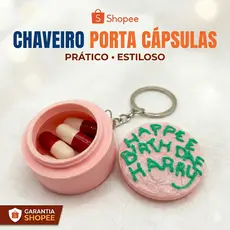 💊 Chaveiro Porta Cápsulas "Happee Birthdae Harry" – Estilo e Organização!