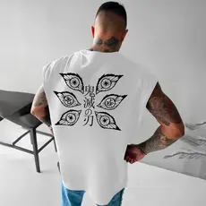 Camiseta Regata Machão Oversized Kokushibo Demon Arte Anime Slayer Olhos Dark