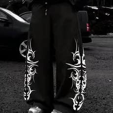 Calça Baggy Balão Wide Leg Pantalona Streetwear Gotica Punk Rock Aesthetic Reta Masculino Moletom
