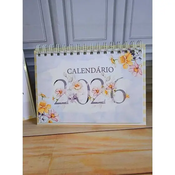 Calendário de mesa 2027 com Base Cartonada, Floral ENVIO RÁPIDO