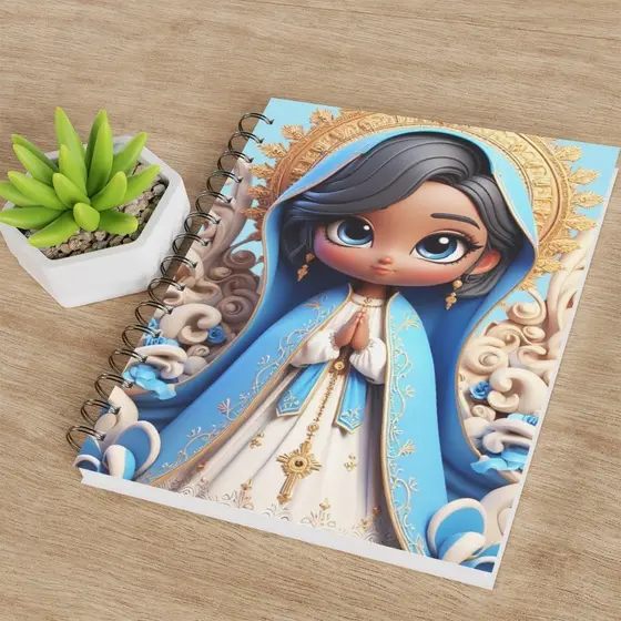 Caderno Catequese Santinhos tamanho universitário/ Personalizado/ capa dura