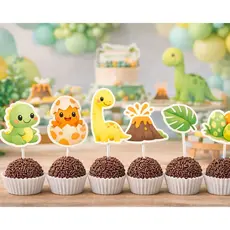 50 Tags Toppers P/ Docinho Dino Baby para festa, brigadeiro, beijinho