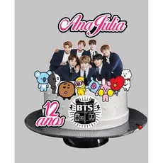 Topo de Bolo BTS personalizado com nome/ Envio Rápido