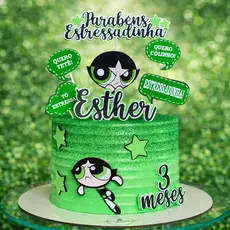 Topo de Bolo Personalizado Mesversario - Meninas Super Poderosas Docinho