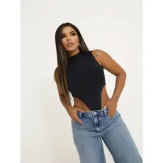Body Bori Feminino Cavadão Vazado Cintura Abertura Barriga Gola Alta sem Manga