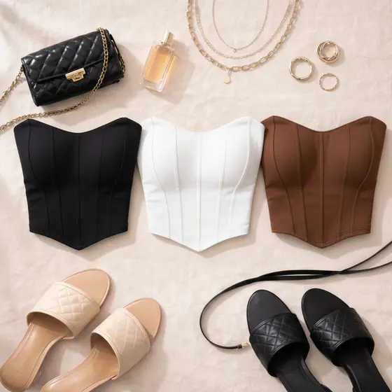 Cropped Corselet Anira Morcego Tomara que Caia com Bojo Suplex Várias Cores e Kit