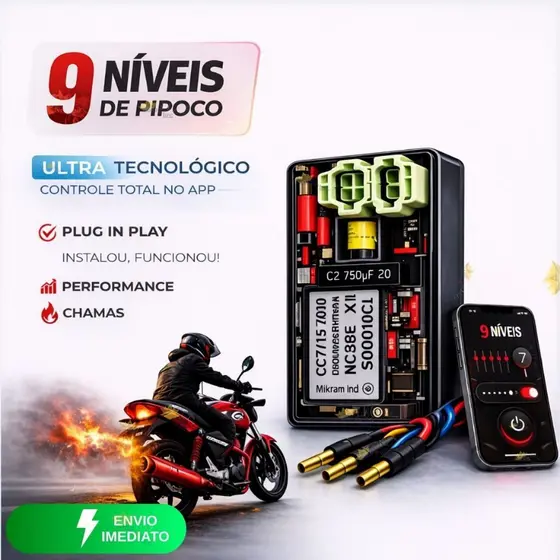 CDI de Corte de Giro CDI Multscan 9 Cortes Pro Fire X 2.0 Universal Carburada Pipocos 125 150 Honda
