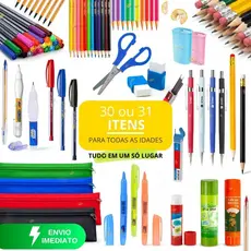 Material Escolar Completo Kit Com ou Sem Estojo Escolar Masculino Lapis de Cor Borracha Canetas Coloridas Kit
