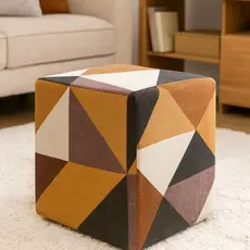 Capa Para Puff Quadrado Ajustável Em Malha Gel Com Elástico Estampado 40x45