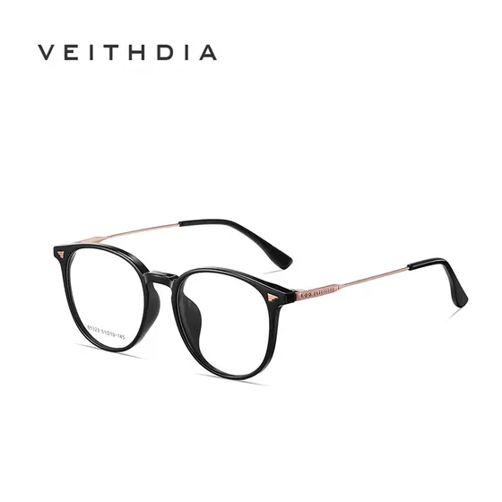 VEITHDIA New Ultra light TR90 + ALLOY Armação De Óculos Adequada Tanto Para Homens Quanto Mulheres Quadrados Anti-Luz Azul B5323