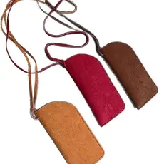 Retro Fosco Óculos Saco Pendurado Pescoço Caso Portátil Anti-Pressão De Couro Do Plutônio Gl9255