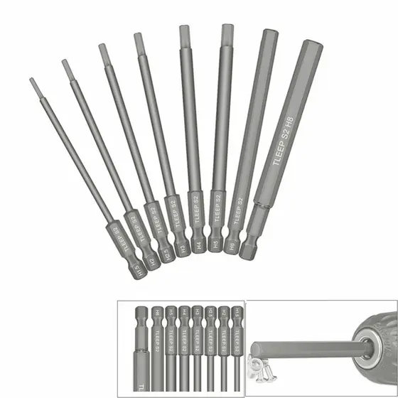 Cabeça Sextavada Allen Bits H1.5-H8 Hex Hexágono Conjunto Magnético Haste Métrica