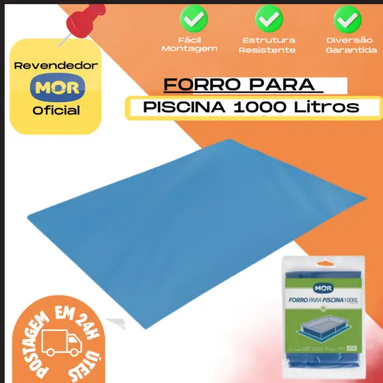 Forro Para Piscina Infantil 1000 Litros Mor Lona Reforçada Proteção Embaixo Da Piscina