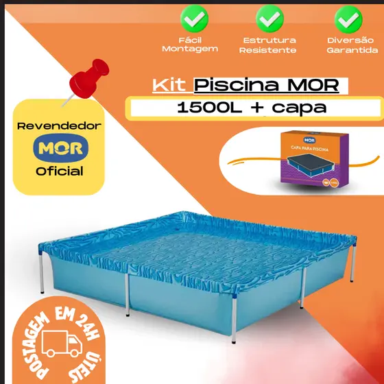 Piscina Infantil Quadrada 1500 Litros Mor + Capa