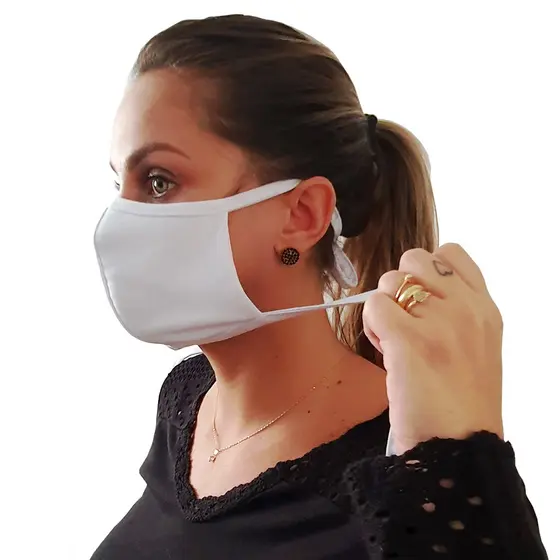 Mascara Tecido Lavável Alça Ajustavél Dupla Proteção Não Descartavel