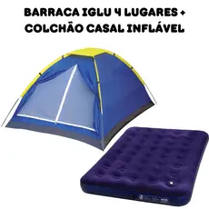 Kit Barraca Camping Iglu 4 Pessoas + Colchão Casal Inflavel
