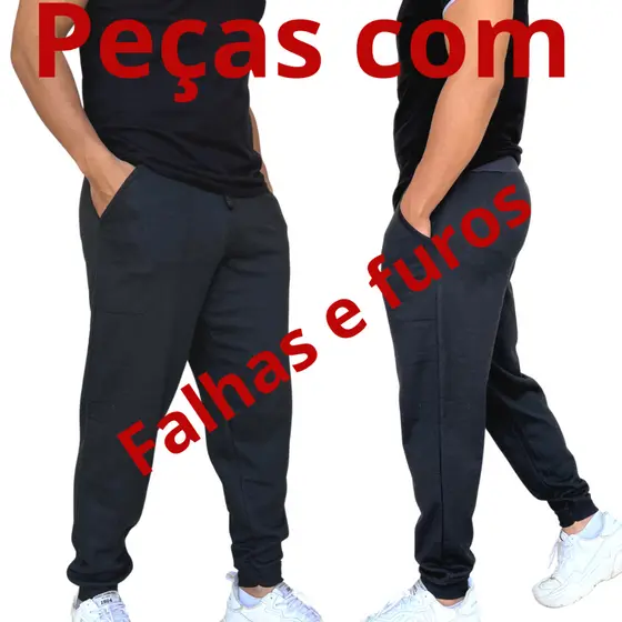 Calça Moletom Peluciada com FALHAS Masculina Básica Inverno Plus Size Extra Grande Moleton