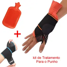 Kit Munhequeira + Bolsa de Água Quante Alívio da Dor Munhequeira Ortopédica de Compressão Ajustável