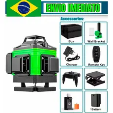 Nível Laser Profissional 16 Linhas Verde Completo + Suporte
