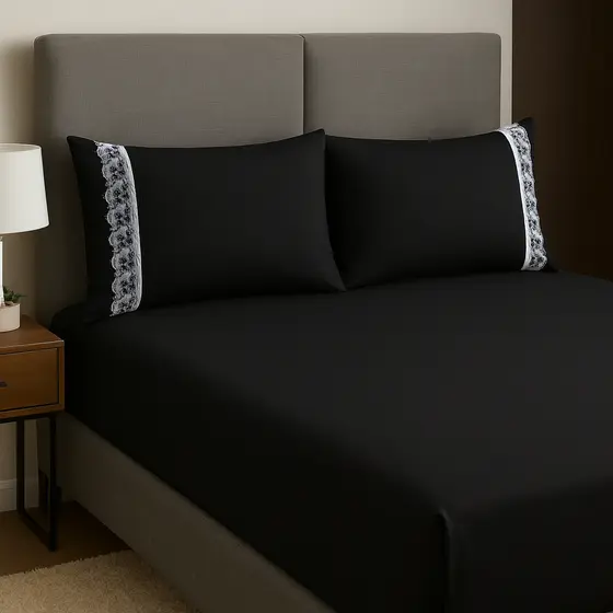 Jogo de Lençol Cama Queen 3 Peças  MicroPercal 300 fios Com Lese PROMOÇÃO