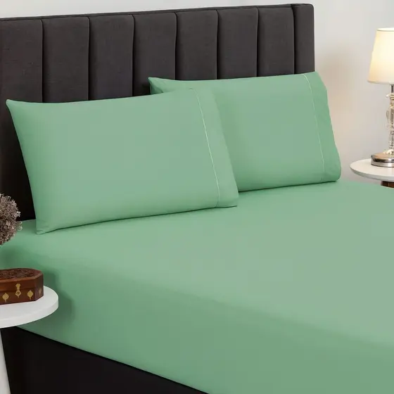 Kit Jogo Lençol Viúva Elástico E Fronhas 3pçs 400 Fios Hotel