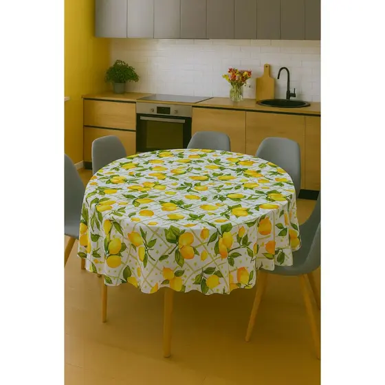 Toalha de Mesa Redonda  Estampada 4 Cadeiras Lugares Oxford 1,40m x 1,40m Fácil Limpeza Alta Qualidade
