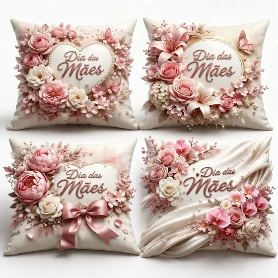 Kit 4 Capas de almofadas Conjunto Capa de Almofada Decorativa Melhor Mãe Do Mundo Desenho Do Tecido Dia Das Mães
