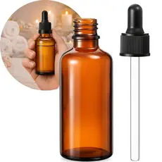 30 Frascos De Vidro 50ml Conta Gotas/Ambar - Tampa lacre + Bulbo e Canula de Vidro