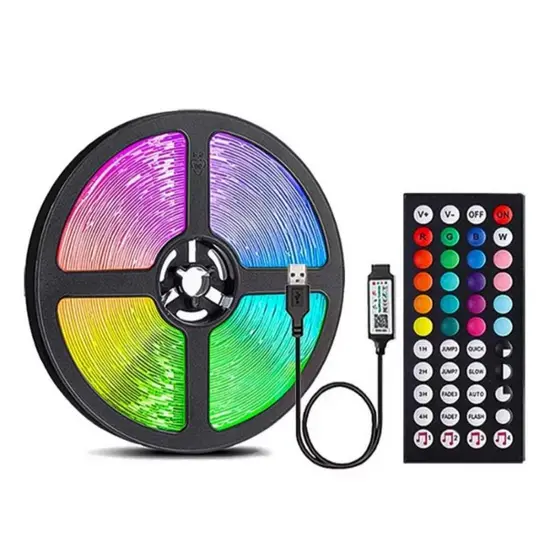 Luz De Tira Led Light, RGB Fita Flexível Controle Remoto Decorati Mudança de Cor