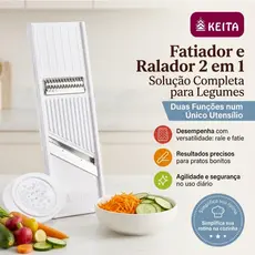 Cortador Fatiador Ralador de Legumes Fruta Queijo Batata Salada Keita Dupla Face 25cm